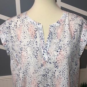 Cap Sleeve, Slit neck polyester print top